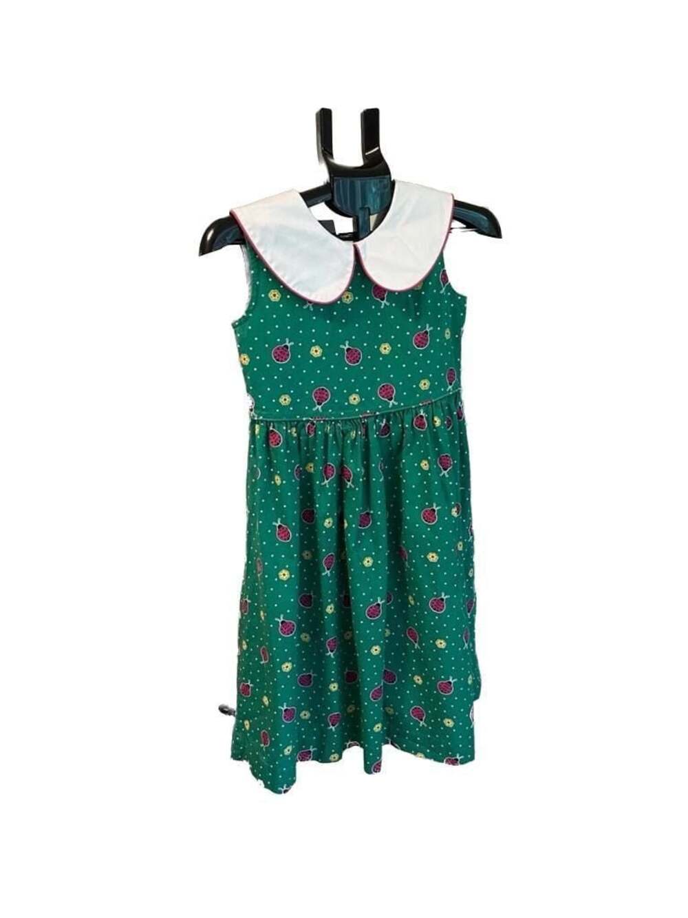 Vintage Style Green Ladybug Cotton Sundress Sz 12, Back to School